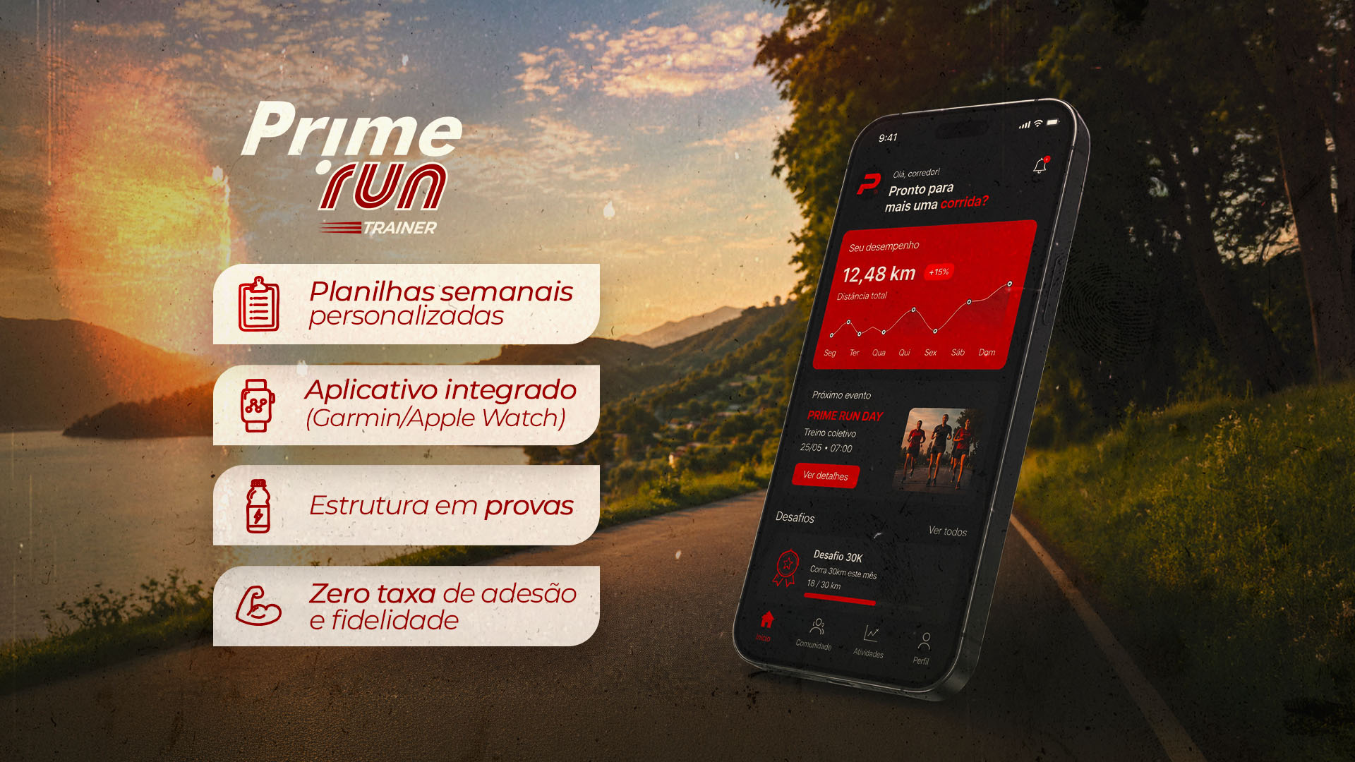 Prime Run Trainer - planilhas semanais personalizadas, aplicativo integrado, estrutura em provas e zero taxa de adesão